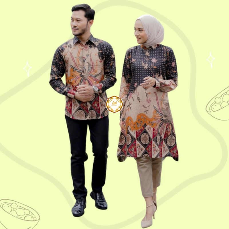 Product image Rambe Batik Indonesia - Batik Couple Alesyah Terbaru dan Modern - Bisa Beli Pisah Hitaam Lasem Kemeja Saja Size M Alesyah Motif B