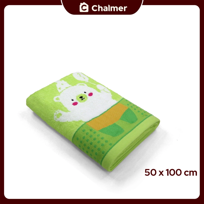 Product image Chalmer - Handuk Bayi Chalmer 50 x 100 cm Motif 100 Persen Katun 50x100 cm Beruang Green