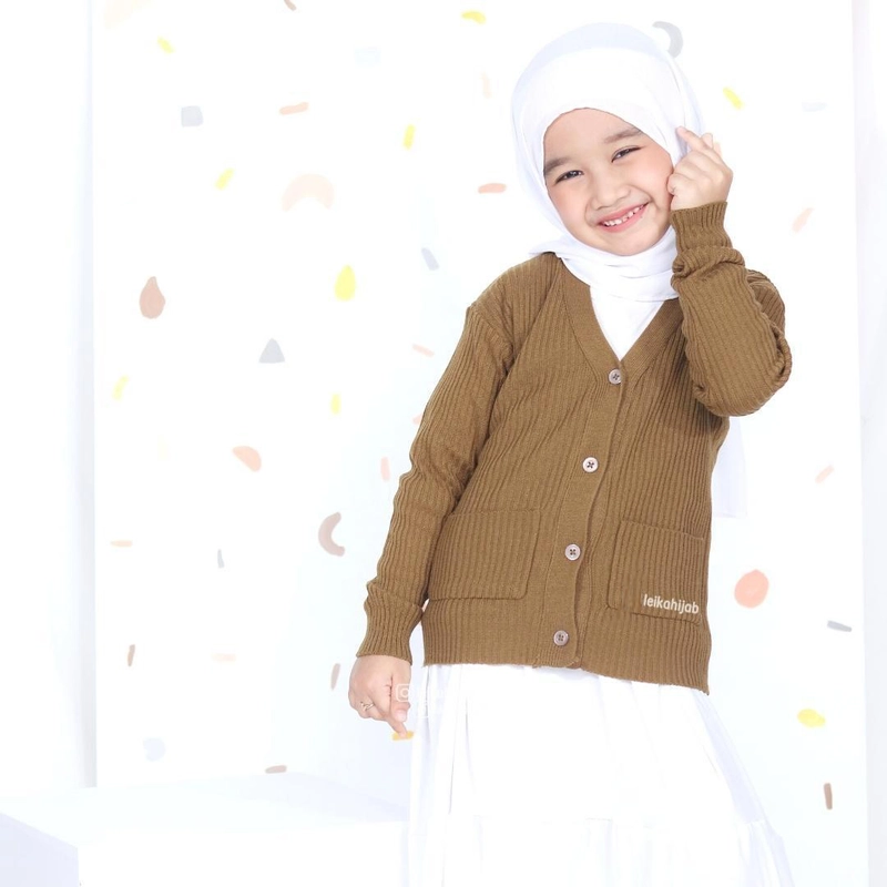 Product image Leika - Sweater Cardigan Rajut Anak Button Cardi 3-5 th All Size Coffee