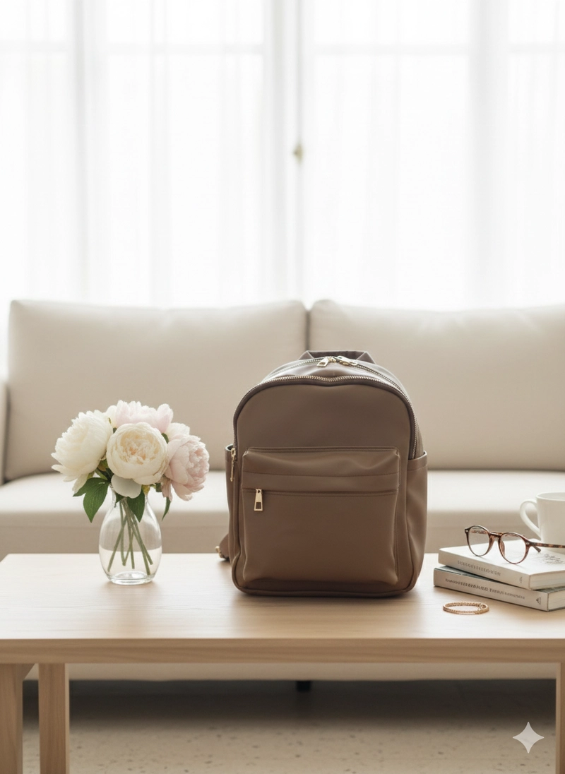 Product image CBL - Ransel NADINE - Tas Ransel Backpack Wanita NADINE Simple Elegant Bahan Nilon Premium Waterproof Ant Small Coklat Tua