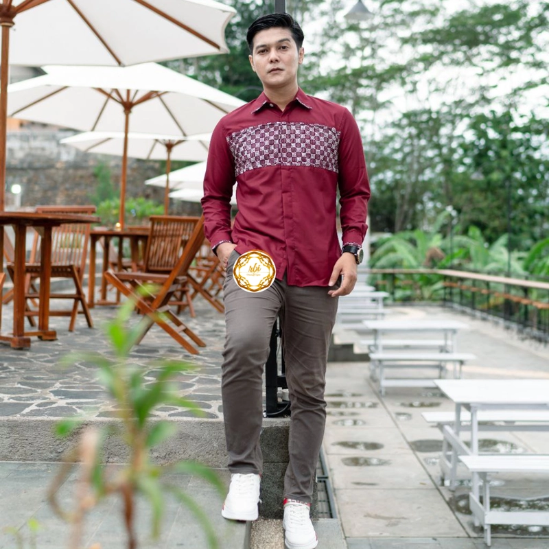 Product image Batik Couple Set Keluarga Ayuma Maroon Premium Bisa Beli Pisah Hem Anak XL Maroon