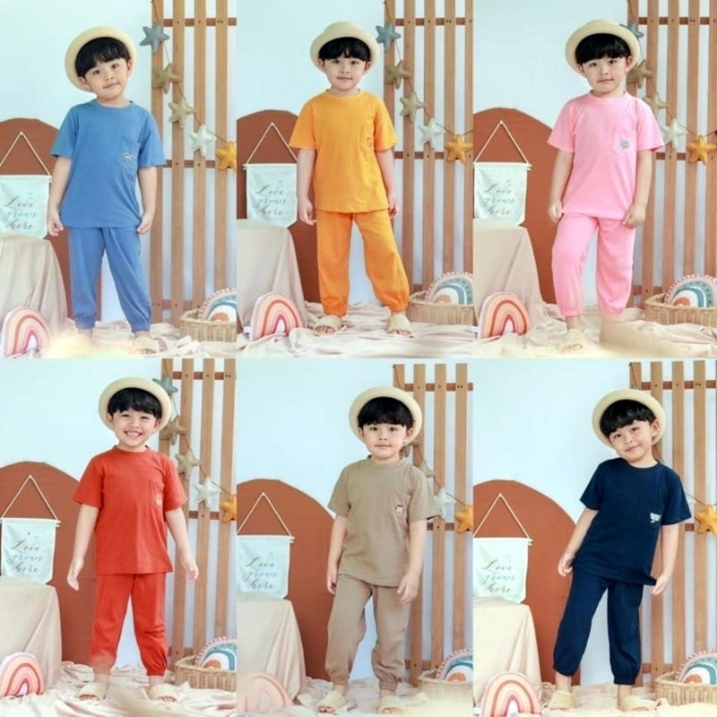 Product image Smilee - Ji-Soo Setelan Kaos Anak Katun Unisex Lelaki Perempuan 1 Brown