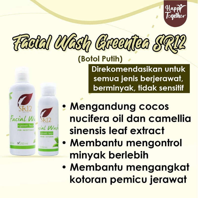 Product image SR12 Facial Wash Greentea Mengatasi Kulit Berminyak Berjerawat 100 ml Facial Greentea Putih