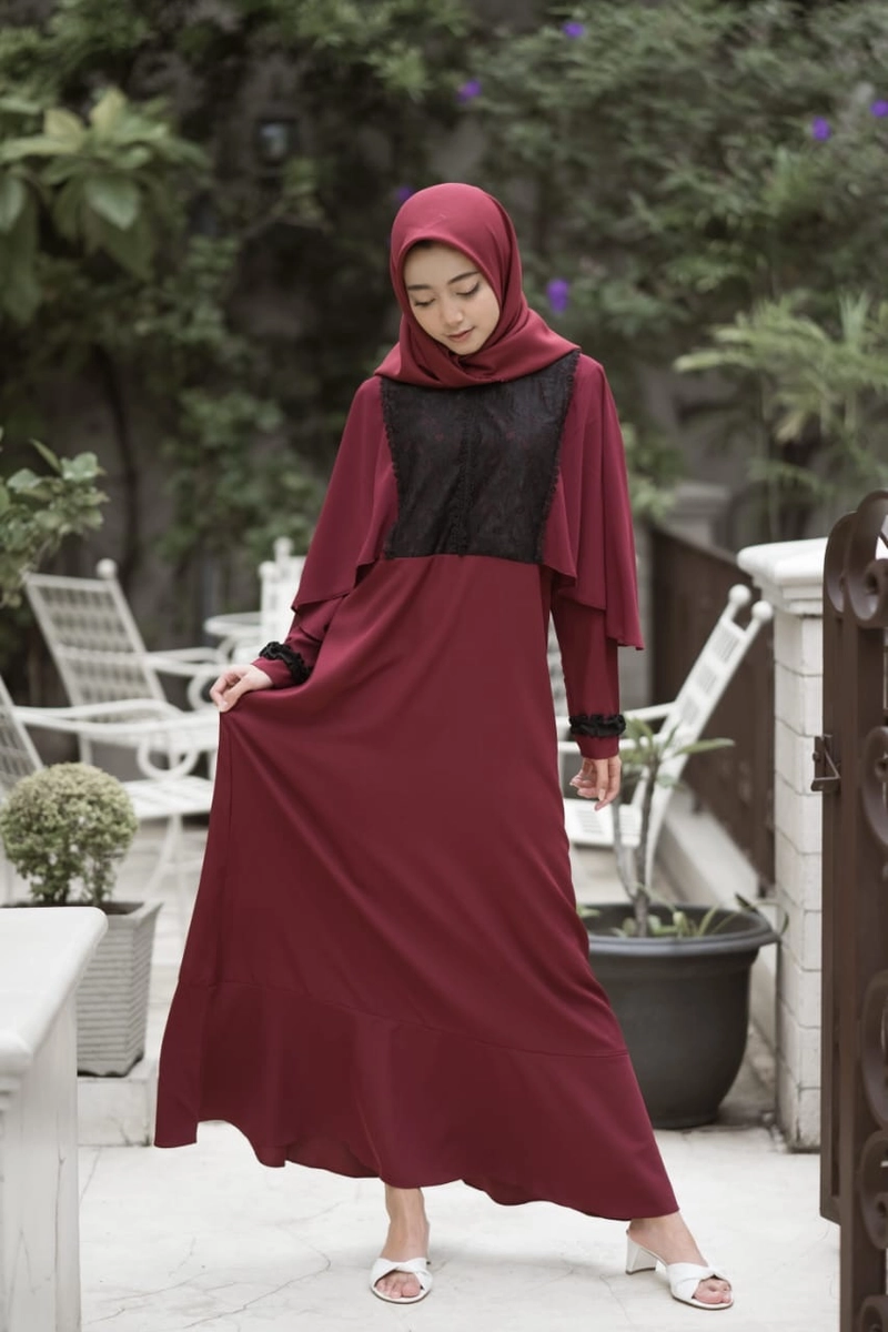 Product image True Way - Flushout Original Zoya No Label Gamis Wanita Muslim Maroon S Maroon