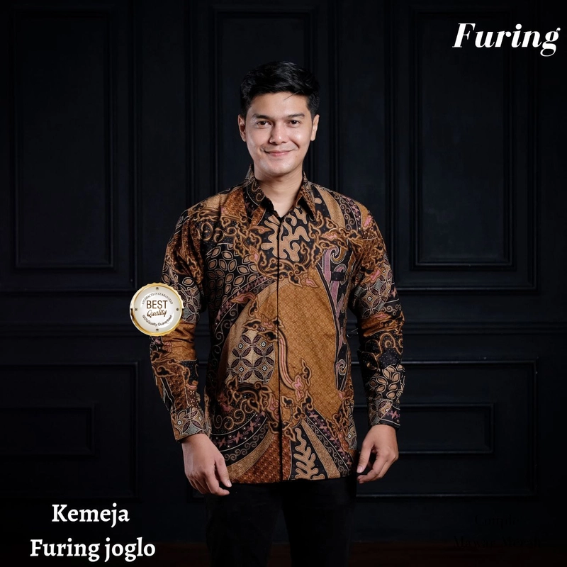 Product image Kois Batik - KEMEJA BATIK LAPIS FURING MOTIF JOGLO COKLAT KOMBINASI M Coklat kombinasi