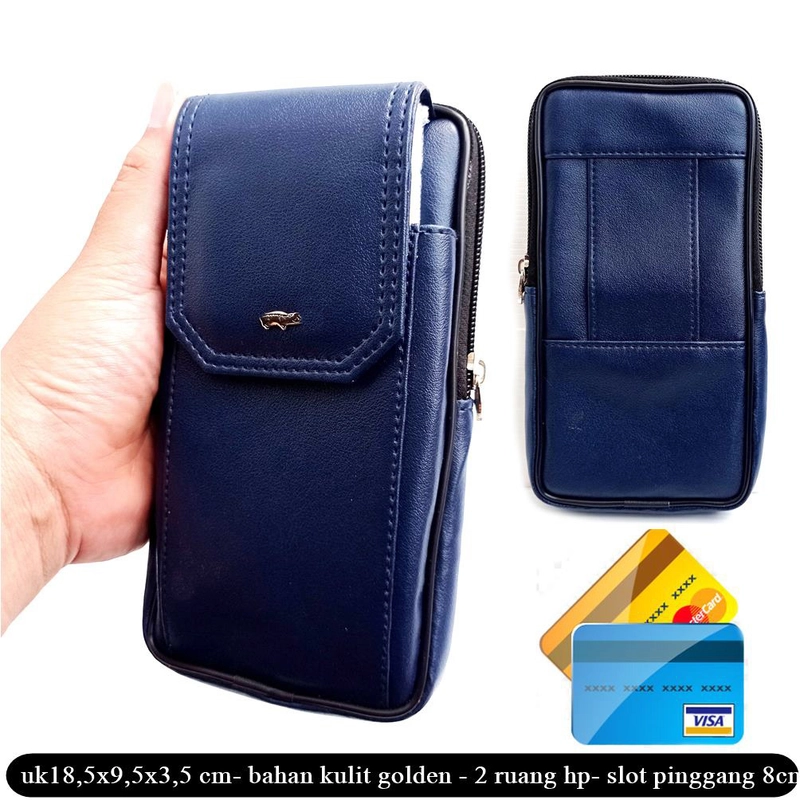 Product image Lanc Fashion - Dompet Kulit Emperor HP Kombinasi Pinggang 2 Ruang WARNA BIRU