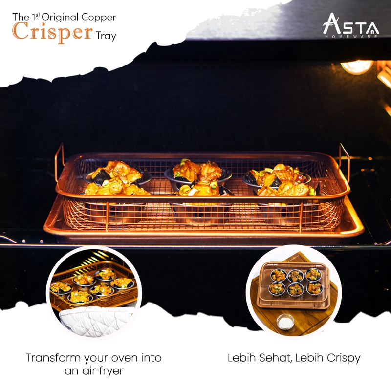 Product image Asta Panggangan Anti Lengket Oven Grill Saringan Minyak Crisper Food Grade Bentuk Square Rose Gold