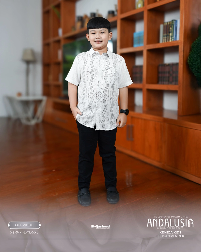 Product image Yasmeera Official - SARIMBIT 2026 ANDALUSIA SERIES WARNA OFF WHITE XS KMJ ANAK L. PENDEK