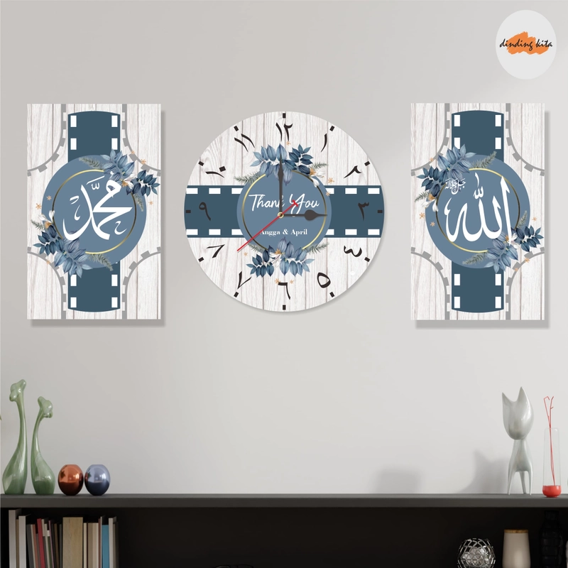 Product image Jam Dinding Kaligrafi Set Custom Dekorasi Dinding Aestetic BL305 20x20 Abu-Abu