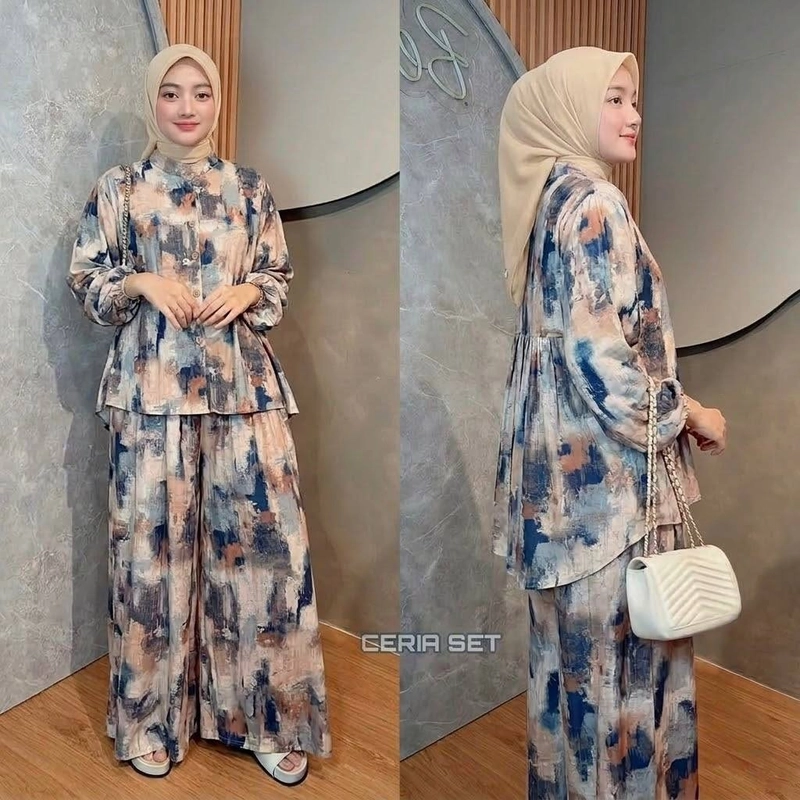 Product image Khisna collection - Oneset kulot ceriaa kekinian motif bunga cantik Allsize Ceria