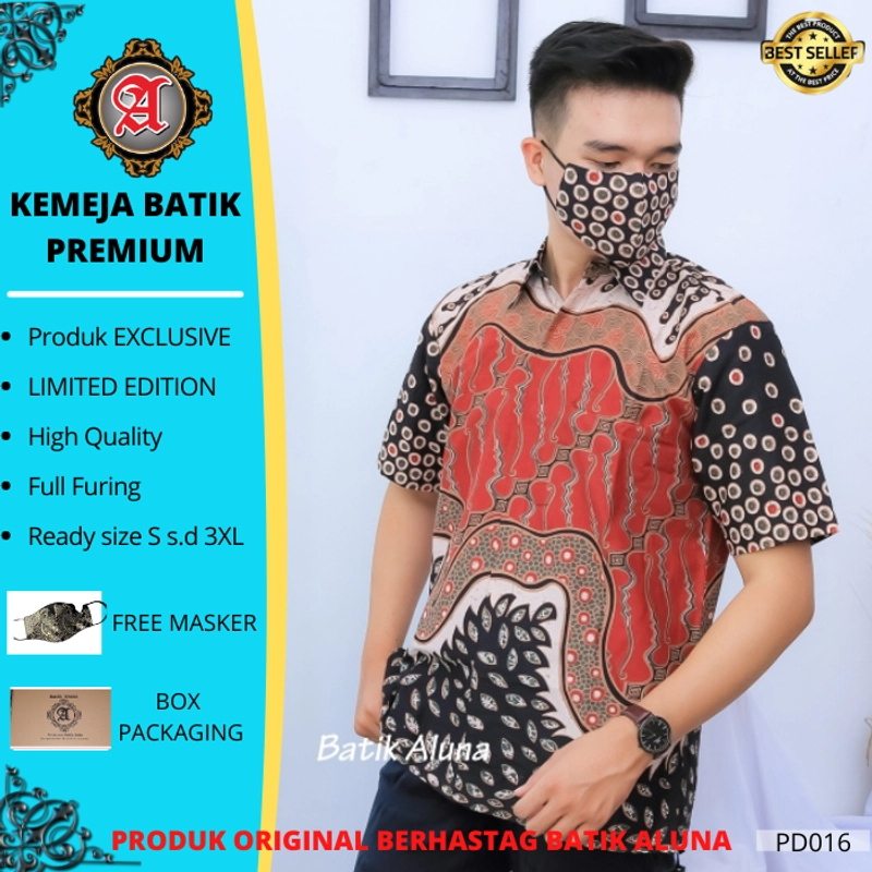 Product image Batik aluna - PD016Baju Batik pria premium lengan pendek full furing atasan batik pendek S BATIK