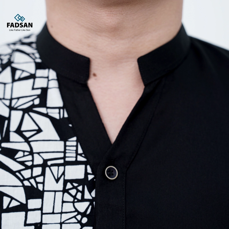 Product image FADSAN - Baju Koko Lengan Panjang Couple Ayah Anak Motif Batik Warna Black - Anantara series SIZE ANAK XS ANANTARA BLACK