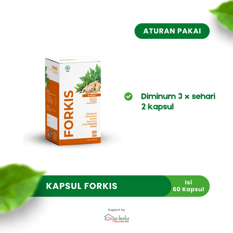 Product image Griya Herba - Forkis Obat Herbal Membantu Memelihara Kondisi Kesehatan pada Penderita Kanker Kista Halal BPOM 60 Kapsul Original