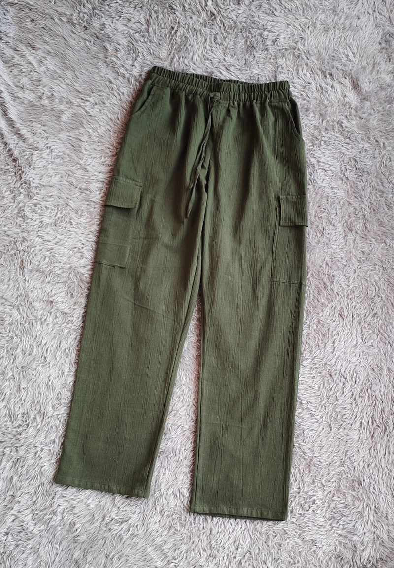 Product image Amha Collection - CELANA KULOT CARGO WANITA JUMBO LINEN CRINKLE STANDAR ARMY