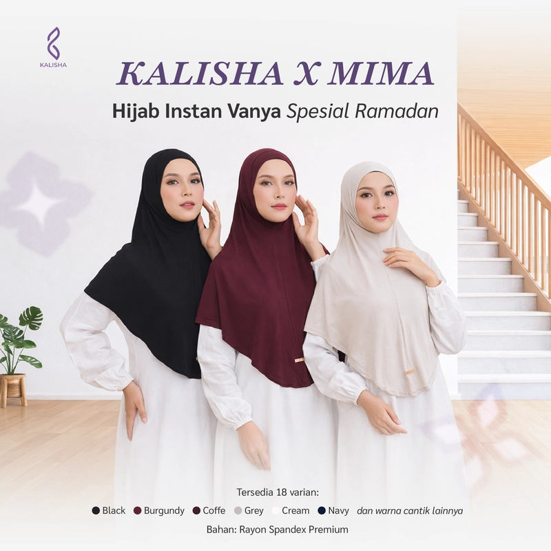 Product image Kalisha official - KALISHA X MIMA -Jilbab Instan Kaos Rayon Vanya Size L Candy pink