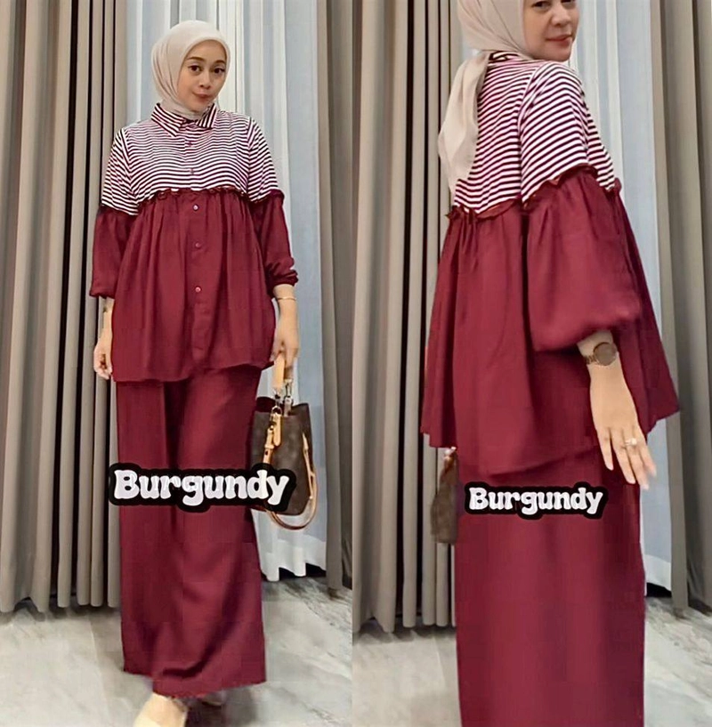 Product image Khisna collection - Oneset salur wanita Mahadewi kekinian Allsize Burgundy