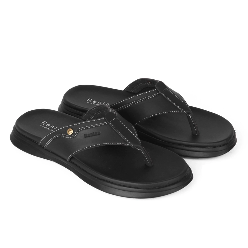 Product image RENINE ALZ 9001 Black/Camel Sandal Kulit Pria 39 Hitam