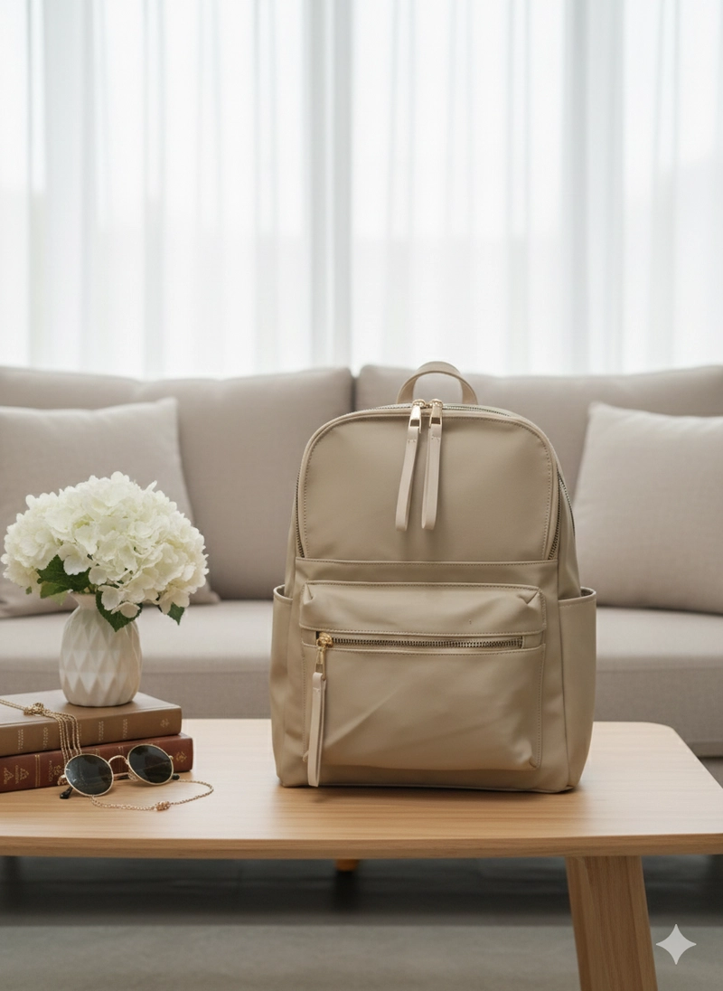 Product image CBL - Ransel GISELLA - Tas Ransel Backpack Wanita GISELLA Muat Laptop Bahan Nilon Premium Waterproof Antia Medium Cream