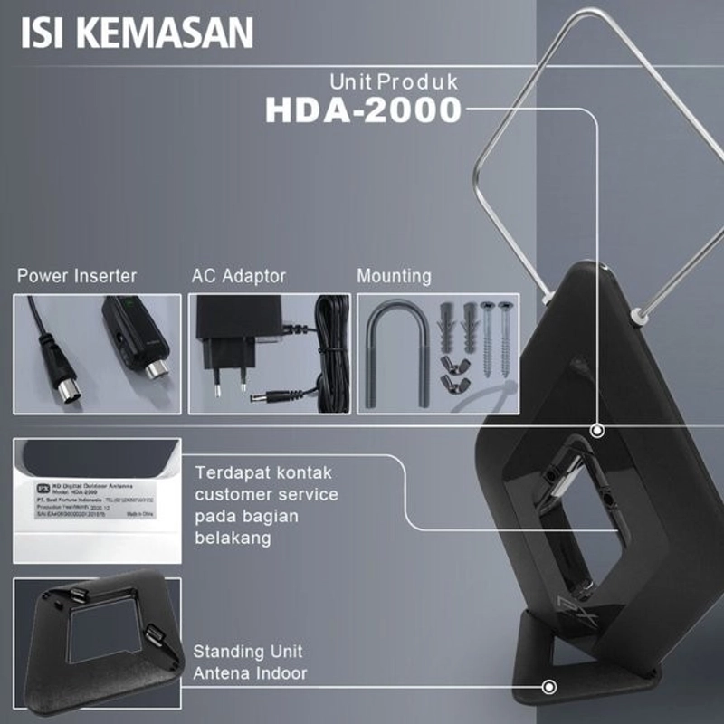 Product image UTAMAMEGA - Antena TV Digital DVBT2 4K High Gain 25DB PX HDA2000B Type HDA2000B