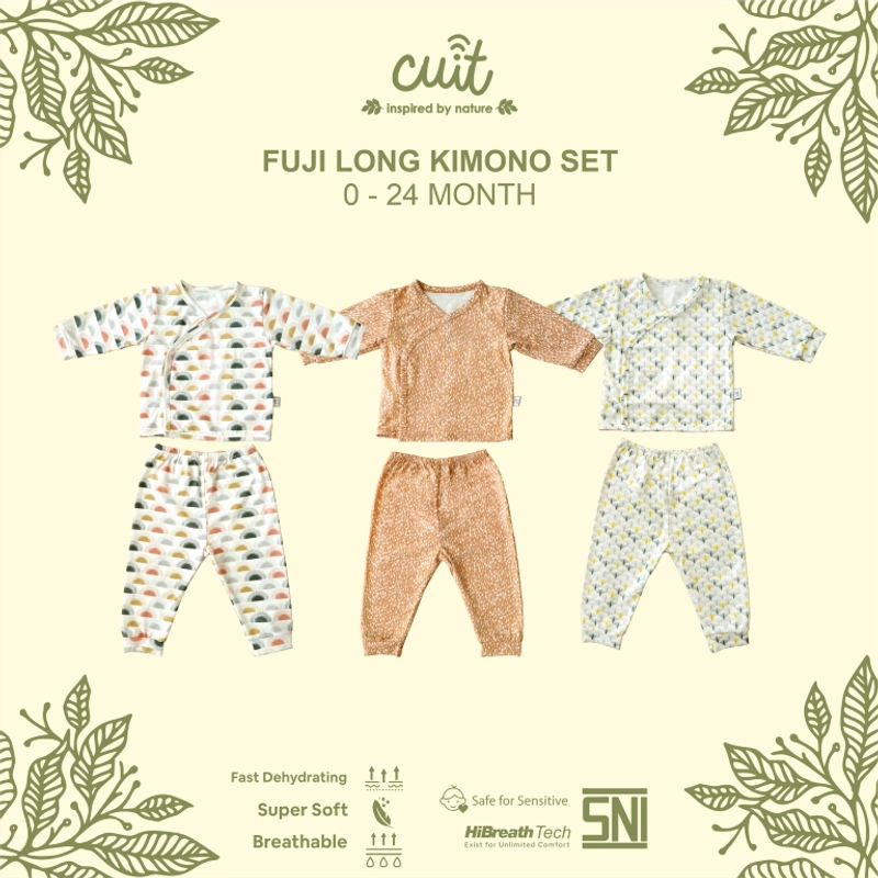 Product image Kintakun Baby - Kintakun Baby X Cuit Kimono Set Bayi Snap Button Tangan Panjang Anak Fuji 0-2 Tahun NB (0-3 Bulan) Rainy
