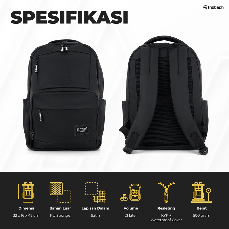 Product image Thobach official - THOBACH-BACKPACK WATERPROOF VOSGATE RANSEL PREMIUM PRIA WANITA All size Black