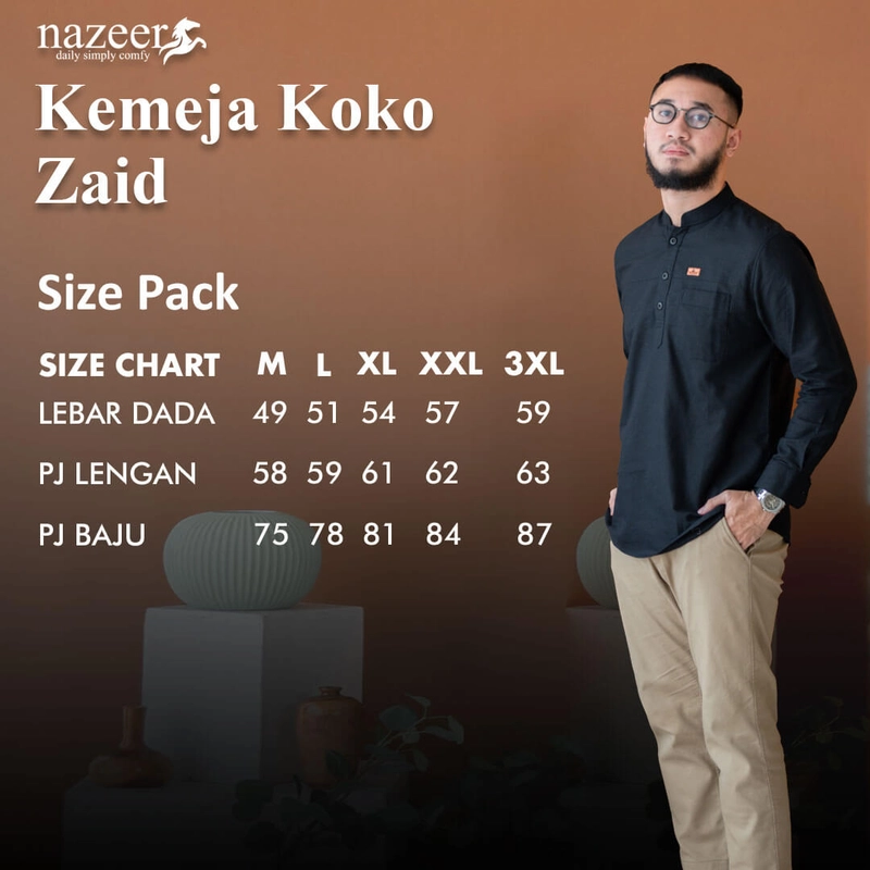 Product image Nazeer - Kemko Zaid Kemeja Koko M Black