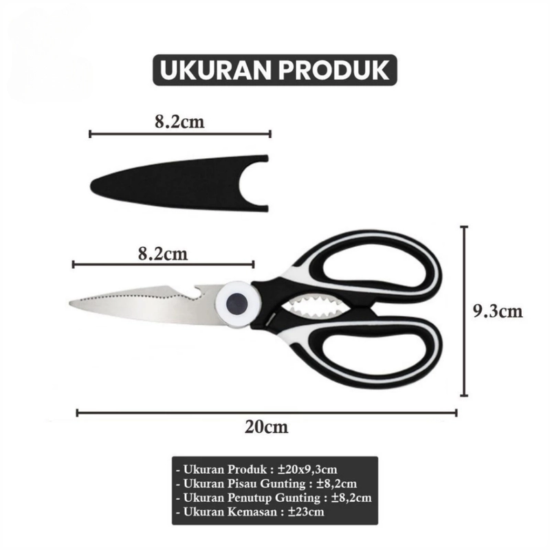 Product image KAMJE Gunting Dapur Serbaguna Multifungsi Potong Daging Tulang Buka Botol Stainless Steel KMJ009 KMJ009 HITAM