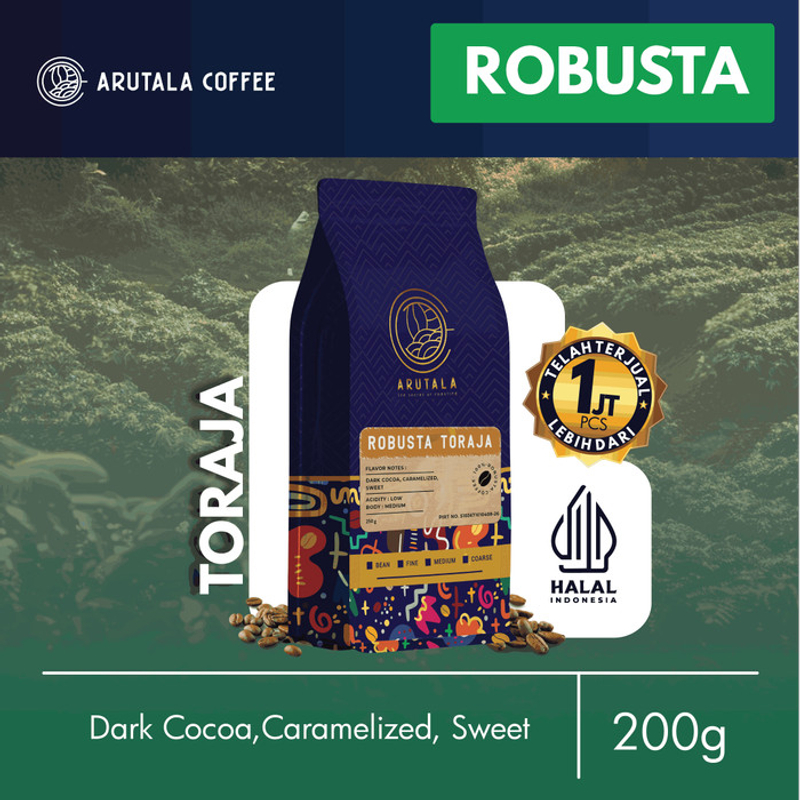 Product image ARUTALA Kopi Toraja Rantebua Robusta Coffee Indonesia 200 gr 250 Gram Biji