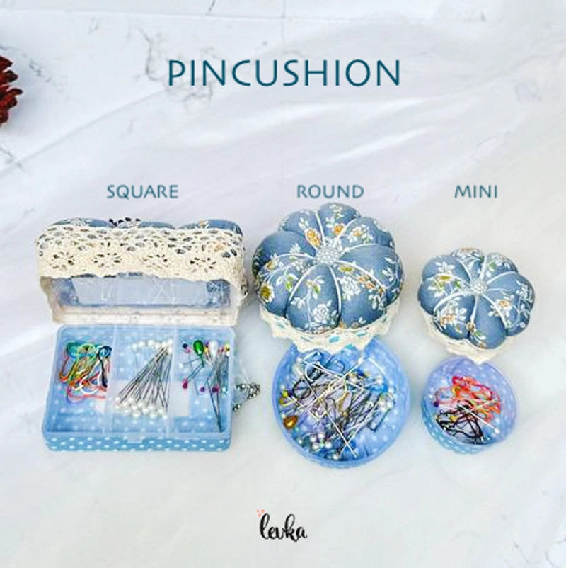 Product image Leika Hijab -PINCUSHION ROUND CANTIK / BANTALAN JARUM / BOX PENITI / WADAH JARUM / WADAH BROSS WAD 7 x 5 Cm Random ( 6 Motif )