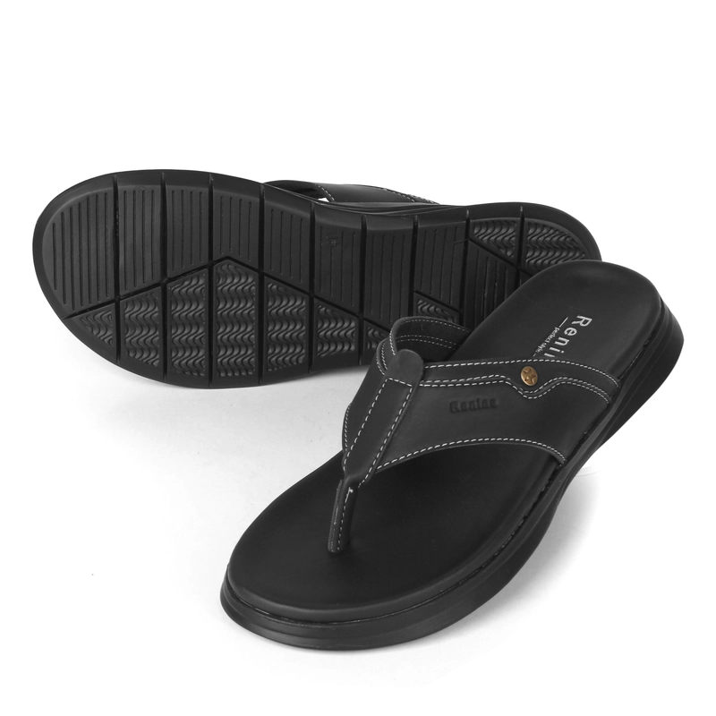 Product image RENINE ALZ 9001 Black/Camel Sandal Kulit Pria 39 Hitam