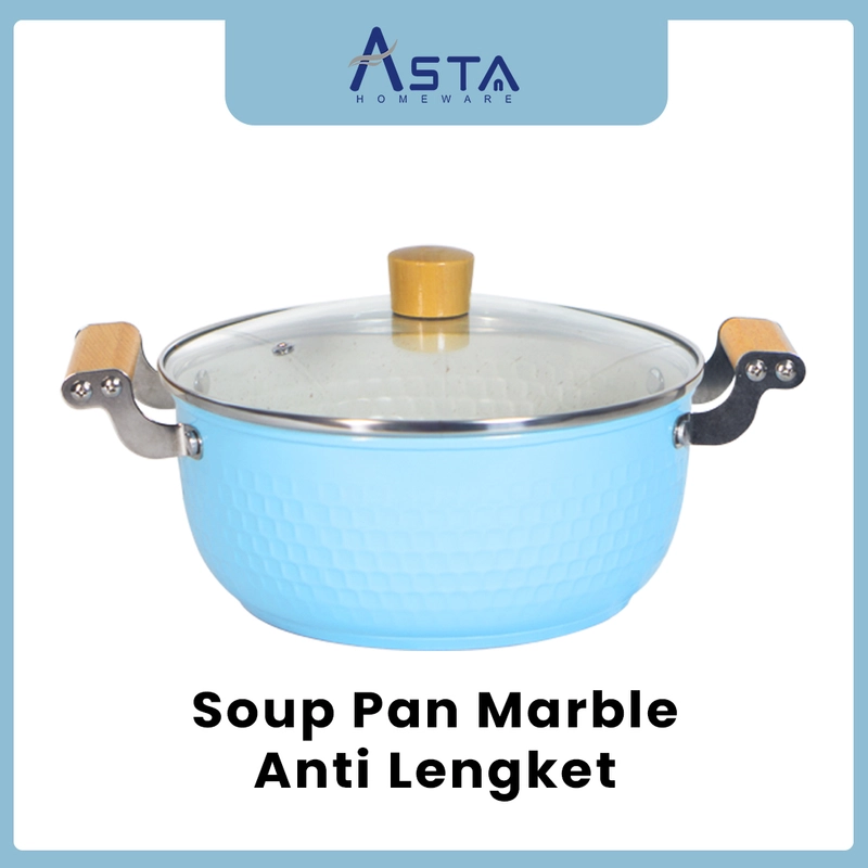 Product image Asta Casserole Panci Anti Lengket Ceramic Coating Tutup Kaca Ambrosia 22 cm Warna Biru