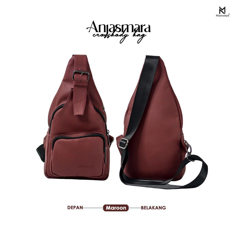 Product image Fashopid - MOONZAYA TAS SELEMPANG PRIA ANJASMARA CROSSBODY BAG ALL MAROON