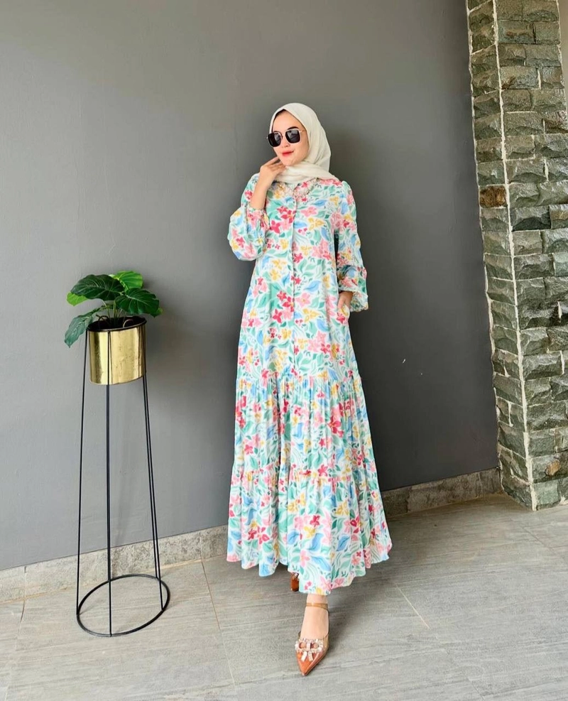 Product image Khisna collection - New gamis wanita kekinian latulip dengan motif yang cantik model gamis yang bestseller Allsize Latulip