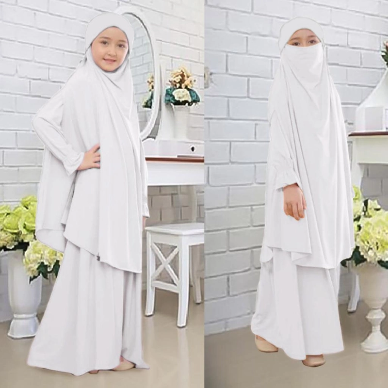 Product image gamis syari anak ANIFS REALPICT fit to 11-14 thn putih
