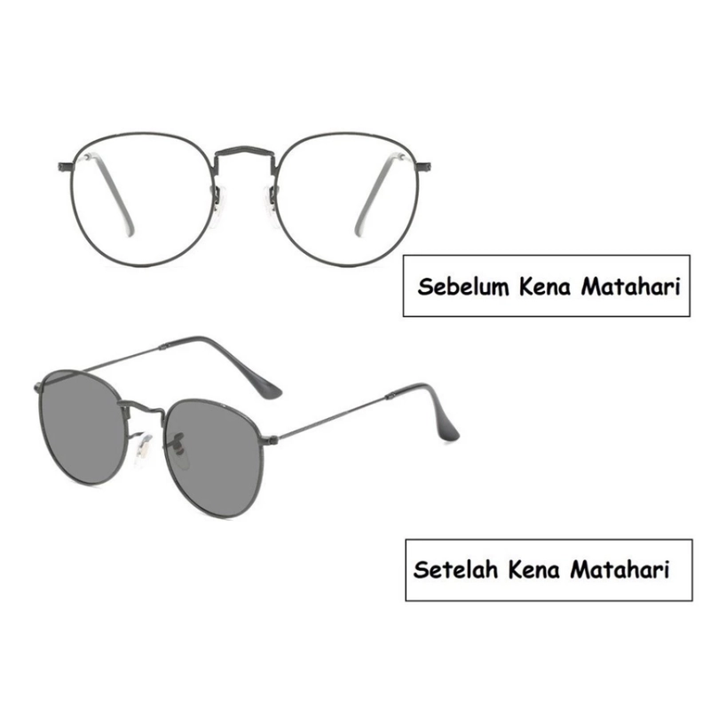 Product image KAHASIL - Kacamata Hitam Photocromic Anti Radiasi Fashion Pria Wanita Bulat PTC003 SILVER all variant