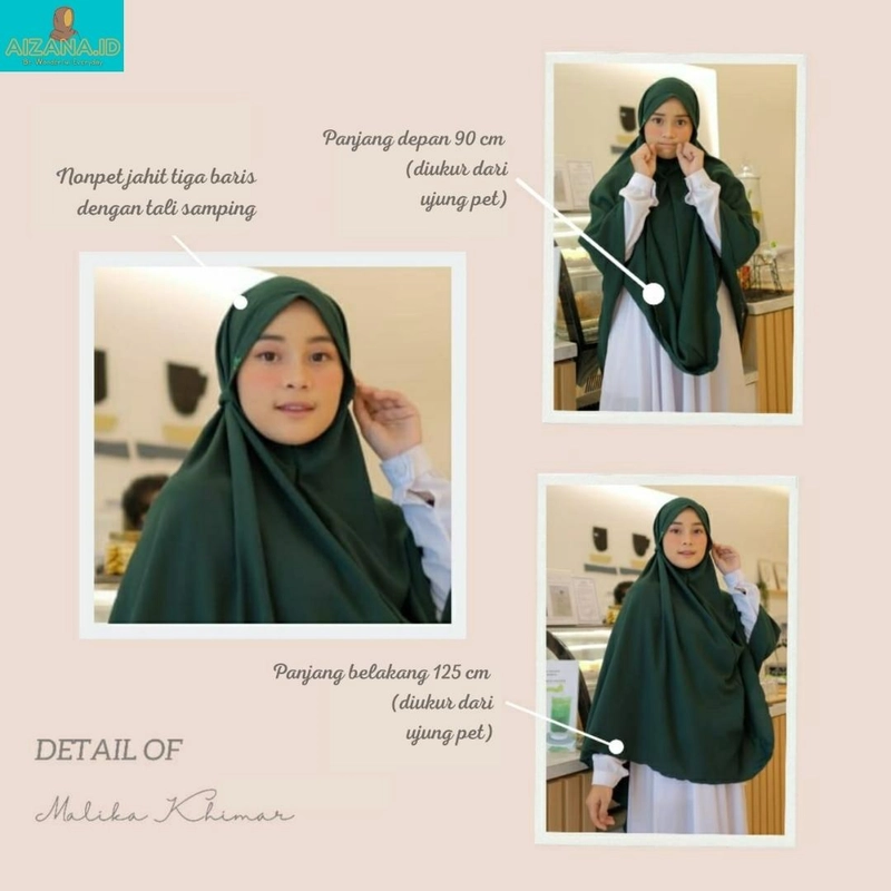 Product image Khimar Cantik Malika Non Pet Tali ekonomis L Hijau botol
