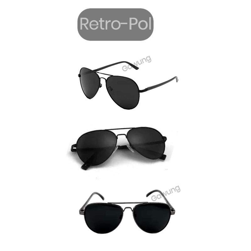 Product image GAWUNG - Kacamata Pria Retro Hitam Sunglasses Model Polisi Aksesoris Pantai - KKPRO dewasa Retro-Pol