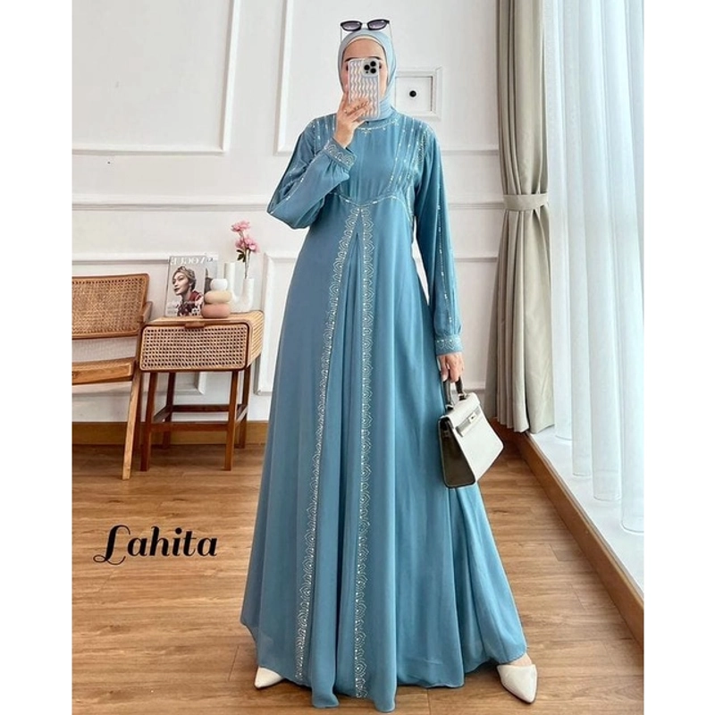 Product image Bursanekashop - Lahita Dress Maxy Gamis Muslim Wanita ALL SIZE BLUE