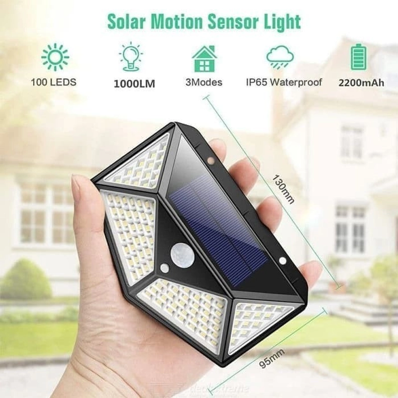 Product image Lampu Sensor Gerak Tenaga Surya 100 LED Lampu Dinding Taman A447 HITAM