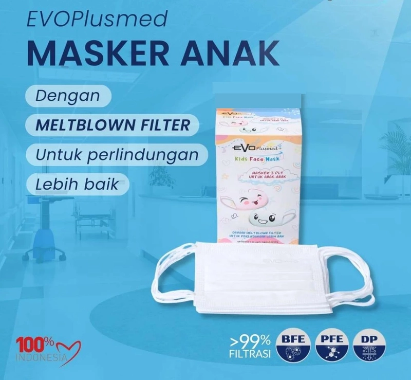Product image SUPLAI SHOP - Masker Anak 3 Ply Evo Kids Face Mask 25 pcs White
