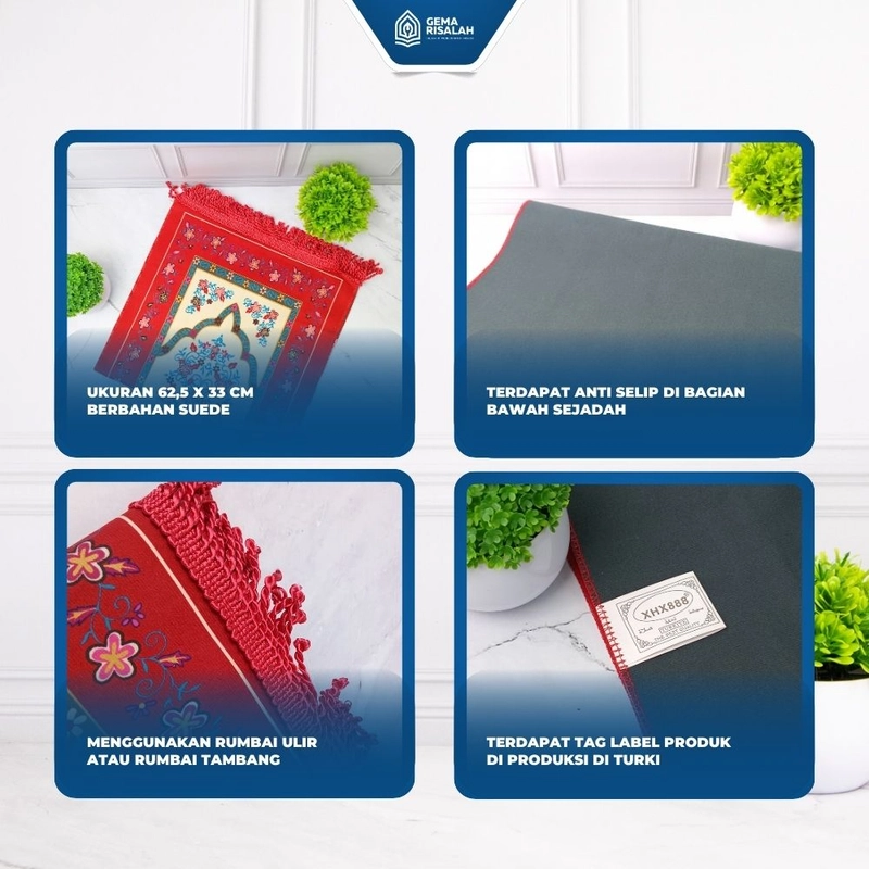Product image Gema Risalah - Hampers Gift Set Ibadah Quran Hafalan Al Mumtaz dan Sajadah Turkiye Premium Anti Slip Hampers Merah