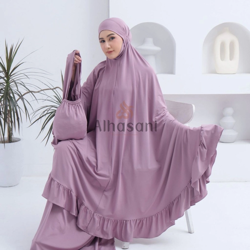 Product image Alhasani Official Store - Mukena Dewasa Jersey Rempel Mewah Syari Malaysia -REMPEL Jumbo Random