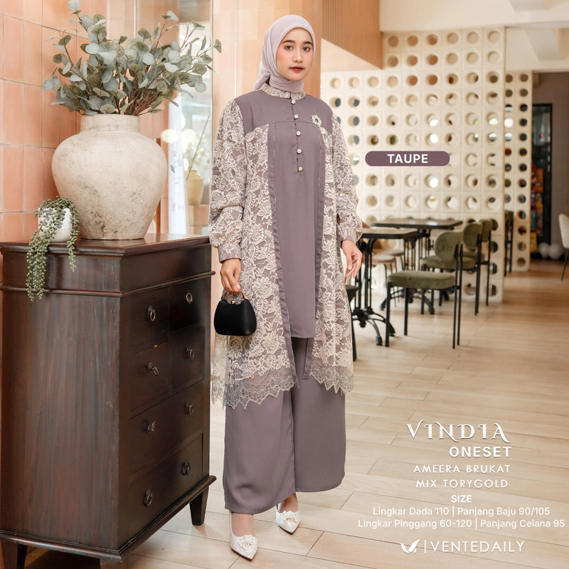 Product image Griya Busanaku Solo - Vindia setelan brukat dewasa All size Taupe