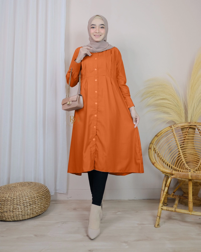 Product image Erdua - Adeeba Long Tunik by Erdua 1130 Baju Atasan Katun Toyobo Polos Busui Friendly L terracotta