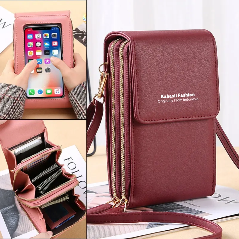 Product image KAHASIL - Tas Dompet Hp Wanita Selempang Bahan Kulit PU Leather KHDP49 all variant HIJAU