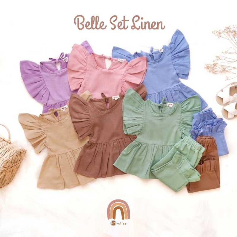Product image Smilee - Belle Set Linen Setelan Anak Katun 2 Blue