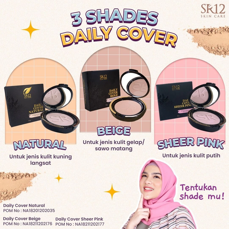 Product image SR12 Daily Cover Bedak Padat SPF 20 Full Coverage Tahan Lama 10 gr Beige
