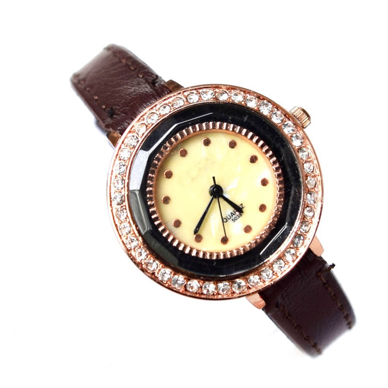 Product image Lanc Fashion - jam Glamour Diamond Kulit Female Pure Simpel WARNA COFFEE