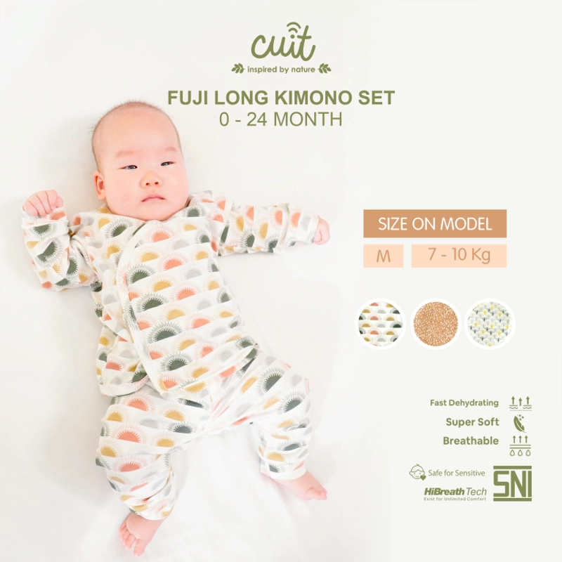 Product image Kintakun Baby - Kintakun Baby X Cuit Kimono Set Bayi Snap Button Tangan Panjang Anak Fuji 0-2 Tahun NB (0-3 Bulan) Rainy