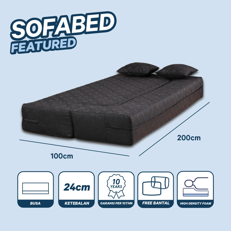 Product image IntheBox - Sofa Bed Ukuran 100x200 (Super Single) F388SF-SBED-100NTR 100 x 200 cm Abu Tua